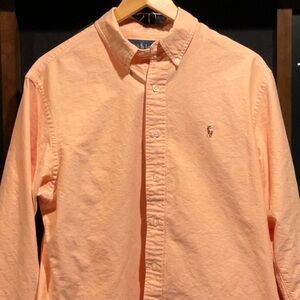 Ralph Lauren Orange Casual Button Down Shirt Classic Cotton
